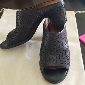 Gentle souls leather open toe mule pumps